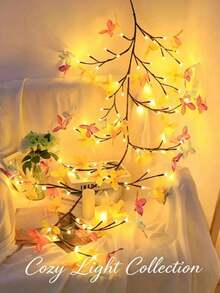 1 Set Butterfly LED Branch Wall Lamp, LED Butterfly Willow Branch String Lights, USB Powered, 8 Lighting Modes, Beautiful Romantic DIY Decoration, Suitable For Party, Holiday, Housewarming Gift - Yellow Blue Purple Butterfly - View 4