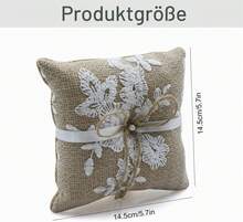 1 Piece Wedding Ring Pillow Made Of Jute And Lace, 14.5 X 14.5 Cm, Rustic Design For Storing Wedding Rings - View 2