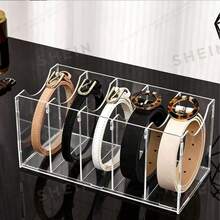 Multi-Slot Transparent Acrylic Belt Organizer, Partitioned Belt Display Rack, Suitable For Wardrobe, Vanity, Countertop And Clothing Store, Neat Space-Saving, Luxury Accessory Storage - Multicolor - View 1