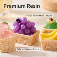 4pcs Fruit Basket Car Decor Ornaments With Adhesive Pads, Suitable For Car Interior, Center Console, Desktop Computer Screen, Office Workstation Decoration - Fruit Basket Decor - View 6