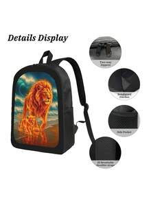 3-Piece Set Pencil Case, Lunch Bag, Backpack, Outdoor Fashion Backpack, Travel Bag, Adjustable Shoulder Strap Backpack - Burnt Orange - View 6