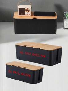 1pc Large Cable Management Box With Lid, Wood Grain Cable Organizer, Charger Storage Box And Cable Organizer, Desktop Cable Management, Power Cord And Data Cable Storage Box With Lid, Space-Saving Desktop Outlet Organizer, Suitable For Kitchen, Living Room, Bedroom, Office And Dining Room - Multicolor - View 9