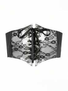1pc Women's Renaissance Accessory Dark Gothic Transparent Lace Waist Belt, Suitable For Halloween Party Or Daily Outfit - Black - View 12