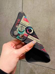 1pc Vintage Cassette Tape Pattern Full Coverage TPU Shockproof Phone Case Compatible With Apple 17 16 15 14 13 12 11 Pro Max And Series - Black - View 5