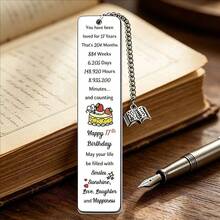 2pcs Colorful Pattern Metal Bookmarks "17th Birthday Commemoration" Creative Customized Gift, Birthday Blessing Souvenir Gift For Son And Daughter, Highly Commemorative Time Countdown Page Clip, Exquisite Gift For Reading Enthusiasts And Book Lovers, Anniversary Holiday Party Decoration Gift - Rectangle - View 4