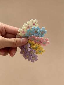 10/5pcs Embroidered Flower Hair Clips, Colorful Dopamine Hair Clips, Exquisite Hair Clips, Exquisite Headwear, Versatile For Daily Travel Use - Multicolor - View 2