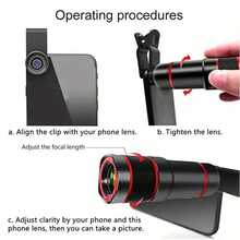 1pc Universal 8X/12X/20X Telephoto Lens Accessory, Clip-On Telephoto Lens, Suitable For Single Camera Lens, High Definition Photography Zoom Lens, Phone Camera Zoom Lens With Phone Clip (Not Suitable For Dual Camera And Triple Camera Configurations) - Multicolor - View 4