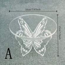 1pc Transparent Acrylic Butterfly Dessert Stand, Suitable For Wedding Dessert Table, Living Room Coffee Table Cake Stand, Multiple Sizes Available, Easy To Assemble, Perfect For Birthday Party, Friends Gathering, Its Lightweight And Luxurious Texture Enhances The Elegant Atmosphere Of Dining Table And Balcony Tea Break Area - Clear - View 7