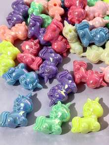 10/20/60PCS Unicorn Beads For DIY Jewelry Making, UV Plated Acrylic Spacer Beads With 3mm Hole, Suitable For DIY Bracelets, Necklaces, Beaded Pens And Handmade Accessories - Multicolor - View 6