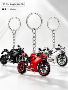 1pc 2D Flat Acrylic Motorcycle Keychain, Sports Motorcycle Design, Black White Red Color Scheme, Suitable For Hanging On Bags, Backpacks, Handbags Or Car Keys, Unisex, Daily Use, Birthday Gift And Great Gift For Motorcycle Enthusiasts - Multicolor - View 10