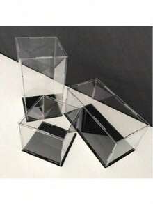 1 Piece Clear Acrylic Display Case, Multiple Sizes Available, Plastic Assembly Dustproof Display Box, Black Base, Suitable For Car Models, Action Figures Collectibles Souvenirs Statues Models, Storage Display - Black Display Box - View 6