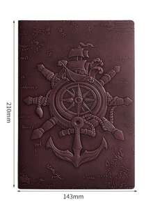 1pc LiVash Vintage PU Leather 3D Embossed Nautical Notebook - 160 Pages A5 8.3x5.6 Inches - Diary And Writing Journal, Unisex - Multicolor - View 10