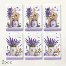 2/4/6/8PCS Lavender Kitchen Towels Set, Vintage French Provence Floral Print Dish Towels,Soft Absorbent Hand Towels With Purple Lavender Flower Design, Farmhouse KitchenDecor, Tea Towels For Home, Holiday Gift - Multicolor - View 12