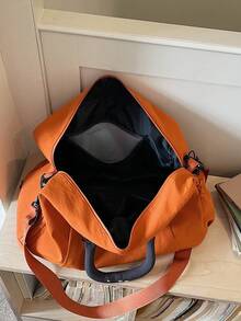 Large Capacity Expandable Travel Bag, Nylon Fabric Short Trip Luggage Bag, Front Dual Zipper Pockets With Bottom Expansion Design To Increase Storage Space, Side Independent Shoe Compartment With Multi-Layer Partition Storage, Equipped With Thick Soft Grip Handle And Detachable Wide Crossbody Shoulder Strap. Suitable For Short Business Trips, Weekend Getaways, Fitness Storage, Unisex Practical And Versatile. - Multicolor - View 7