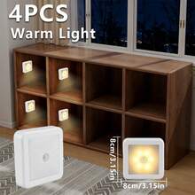 6pcs/LED Motion Sensor Night Light, Smart PIR Sensor, Auto On/Off, Bedside Lamp, AAA Battery Powered, Easy Installation, Suitable For Bathroom, Bedroom, Hallway, Stairs, Cabinet, Garage - one-size - View 15