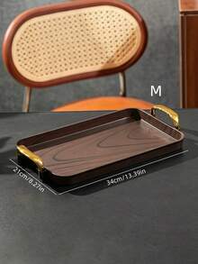 Walnut Wood Grain Tray, Thickened PET Rectangular Tray With Handles, Plastic Storage Tray, Suitable For Tea Cups, Water Cups, Snacks, Fruits, Dried Fruits, Candy Storage - Wood Grain - View 14
