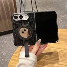 1pc Glitter Sequin Multi-Color Optional, Anti-Drop, Anti-Shock, Anti-Scratch, Anti-Fingerprint, Anti-Dust, Rotating Makeup Mirror Stand, Magnetic Ring, Full Hinge Protection, Raised Lens Protection, Anti-Scratch Wear-Resistant, Glitter Patch + PC Hard Shell Material, Foldable Full Coverage, Phone Case, With Silicone Strap, Suitable Compatible With Apple Duo, Ins, Girly Style, Student, Luxury Shiny, New Year, Valentine's Day, Christmas - Multicolor - View 6
