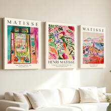 3pcs Matisse Vintage Abstract Oil Painting Wall Decor, Optional Framed Matisse Exhibition Art Poster, Matisse Wall Decor, Matisse "Window", Matisse "Corridor", Matisse "Garden", Wall Decor, Unframed, Birthday Graduation Gift - Multicolor - View 10