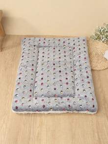 灰色背景多色波點印花加厚聚酯纖維寵物床墊，透氣舒適可水洗四季通用，適合小型與中型貓狗，適用於泰迪犬及其他寵物，不適合大型犬種 - 灰色 - 查看 10
