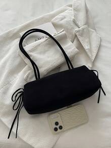 Women's Shoulder Bag, Fashion Solid Color Minimalist Style Women's Bag For Outing And Commuting, Women's Shoulder Underarm Bag - Black - View 4
