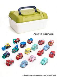 Mini Toy Car Set, Construction/Fire/City Service Car (Random Color), With Storage Box, Birthday/Christmas Gift For Boys & Girls - Multicolor - View 10
