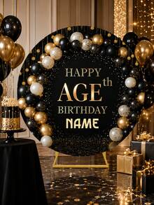Customizable Round Backdrop (Stand Not Included), Printable Logo/Text, Durable, Suitable For Birthday Party, Party Decoration, Modern Round Design, Smooth Texture, Round Backdrop - Multicolor - View 1