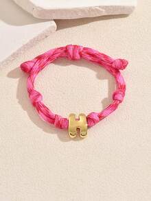 1pc Elegant Creative Color Block Bubble Heart Letter Pendant Adjustable Drawstring Bracelet, Perfect For Daily Wear, Dates, Vacations, Gift For Women And Couples - Multicolor - View 12