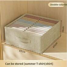 Foldable Fabric Clothes Storage Box, Multi Compartment Closet Organizer With Handle, Wardrobe Divider Storage Bin For Pants, Jeans, T-Shirts - Grey - View 16