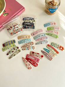 Cute Printed BB Hair Clips, Colorful Dopamine Side Bangs Hair Clips, Sweet Girl Hair Accessories, Autumn New Arrival - Bright Colors - View 1