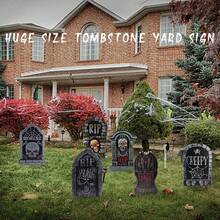 6pcs Halloween Tombstone Yard Stakes, Halloween Horror Party Decorations, Scary Tombstone Headstone Lawn Signs, Suitable For Halloween Decor, Home Outdoor Lawn Garden Decoration, Halloween Tombstone And Cemetery Decor - Halloween Tombstone - View 3