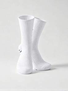 1 Pair/4 Pairs/6 Pairs Men's Non-Slip Dotted Towel Sole Breathable Striped Mid-Calf Socks Suitable For Football Training - Black and White - View 3