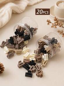 20pcs Women's Maillard Color Hair Claw Clips, Small Matte Milk Coffee Hair Clips, Half-Up Hair Claw Clips For Back Of Head, Versatile Hair Accessories For Daily Commute And Date, Recommended Hair Accessory Gift For Women - Multicolor - View 2