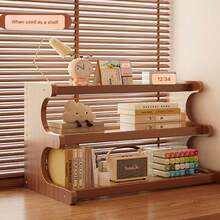 Wooden Trapezoidal Plastic Rack For Plants, Balcony Planters, Multi-Layer Storage Racks, Table Tops For Holding Items, Bookshelves, Kitchen Supplies, Items For Use At The Office, Cup Holders, Storage Cabinets. - Brown - View 3
