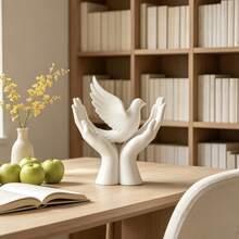 1pc Mini Peace Hand Statue Decor, Decorative Craft, Warm Home Decor, Suitable For Easter, Valentine's Day, Christmas, Halloween, And Decorating Study And Desk. This Is A Perfect Gift For Friends, Suitable For Party And Holiday Decoration. - White - View 8