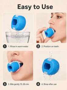 3-Piece Masseter Muscle Trainer Set, V-Face Jawline Facial Sculpting Device, Chewing Exercise Tool, Facial Muscle Trainer, Suitable For Men And Women, Available In Blue And Pink, Perfect Gift For Family, Friends Or Partner - A - View 8