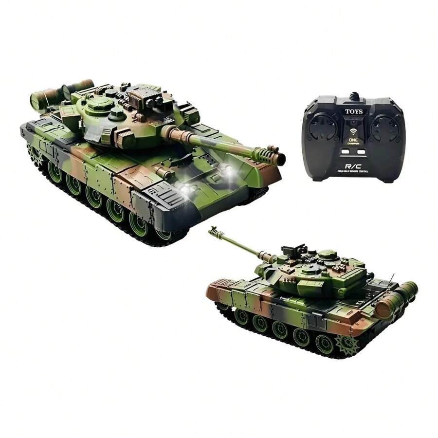 Tanque Guerra Controle Remoto Carrinho Bateria Recarregável - Verde Militar - Visão 1