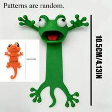 3D Cartoon Frog & Gecko Bookmark Set, Cute Squeezeable Animal Shaped Bookmarks (Random Pattern Style), Creative Design Bookmarks, Office Supplies, Reading Gift, Perfect Gift For Family And Friends - A - View 5