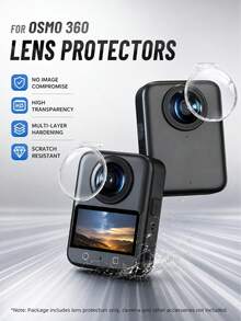 Lens Protector For Osmo 360, High-Definition Transparent 360 Camera Lens Cover, Full Coverage Anti-Scratch Protective Shield, No Black Edge Design, Precise Fit Lens Protection Accessory, Suitable For Travel Vlog And Outdoor Shooting - View 2