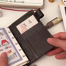 1pc Brown Vintage Leather M5 Notebook, Student Niche INS Style Highly Attractive Portable Loose-Leaf Diary Planner - Multiple Styles - View 8