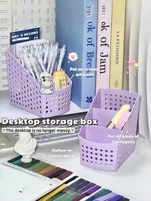 1 Set Multi-Function Storage Box + Pen Holder, Suitable For Students And Office Use Desktop Organizer, Portable And Easy To Carry, Applicable For Daily Office Supplies, Office Storage Items, Storage Basket, Desktop Accessories, Back To School Season - Sets - View 7