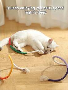 1pc Braided Cotton Rope Cat Toy, High Resilience, Scratch-Resistant And Bite-Resistant, Satisfies Natural Chewing Instinct, Helps With Teeth Grinding And Protects Oral Health, Suitable For Cats To Play Alone Or Interact With Owners - Multicolor - View 3
