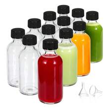 10pcs 2oz (60ml) Small Clear Glass Bottles With Lids, Refillable Mini Beverage Bottles For Juice, Ginger Juice, Syrup, Essential Oils, Water, Suitable For Outdoor Sports And Back To School Season - White - View 26