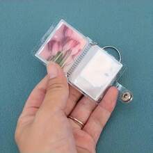 2pcs/4pcs 1 Inch Shiny White Mini Photo Album Keychain, Women's Novelty Keyring, Simple Insertable ID Card Holder, Suitable For Home, Party, Wedding And Birthday - Plastic Photo Album With Stainless Steel Lobster Clasp And Iron Key Ring, Colorful Inner Pages For Scrapbooking, Baby Shower, Commemorative Gift - Various - View 2