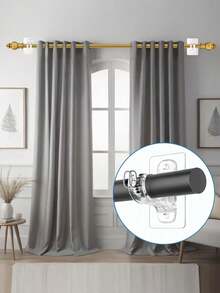 4pcs No-Drill Curtain Rod Brackets - Adjustable Size - Self-Adhesive Hooks Suitable For Bathroom, Bedroom, Kitchen, Renters - Easy Install Curtain Rod Brackets - No-Drill Curtain Rod Brackets - Curtain Installation Hardware - Transparent - View 4