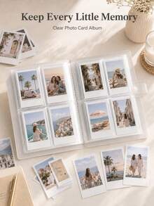 1pc 160-Pocket Transparent Photo Album, Can Store Photos, Movie Tickets, Celebrity Cards And Postcards, Also Suitable As Art Scrapbook - A - View 1