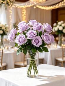 40/25 Stem Purple Long-Stemmed Artificial Silk Roses, Suitable For ...