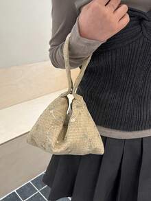 Dedoo 女款迷你手提包 三角形 花卉刺繡圖案 復古波希米亞風 日常婚禮派對手拿包（隨機配色） - 米色 - 查看 3