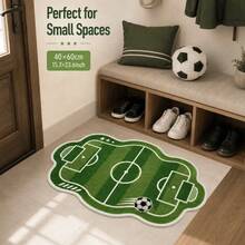 1pc Asymmetrical Football Design Carpet, Bedside Rug, Fluffy Texture, Suitable For Living Room, Bedroom, Kitchen, Holiday Decoration Carpet, Bedside Rug, Universal Seasonal Appeal, Ideal For Indoor Use (Hand-Cut Asymmetrical Pattern May Have 1-5cm Error, Suggest Choosing Larger Size) - Multicolor - View 1