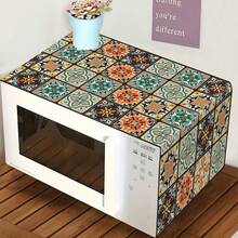 1pc 35X85cm Vintage Bohemian Geometric Pattern Microwave Cover, Polyester Kitchen Microwave Dust Cover, Perfect For Kitchen Decor And Appliance Protection, Home Decoration - 1 Kitten - View 7