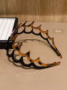 2pcs Popular Hair Headbands With Teeth Non-Slip Hair Clips Suitable For Daily Use Hair Accessories - Multicolor - View 3